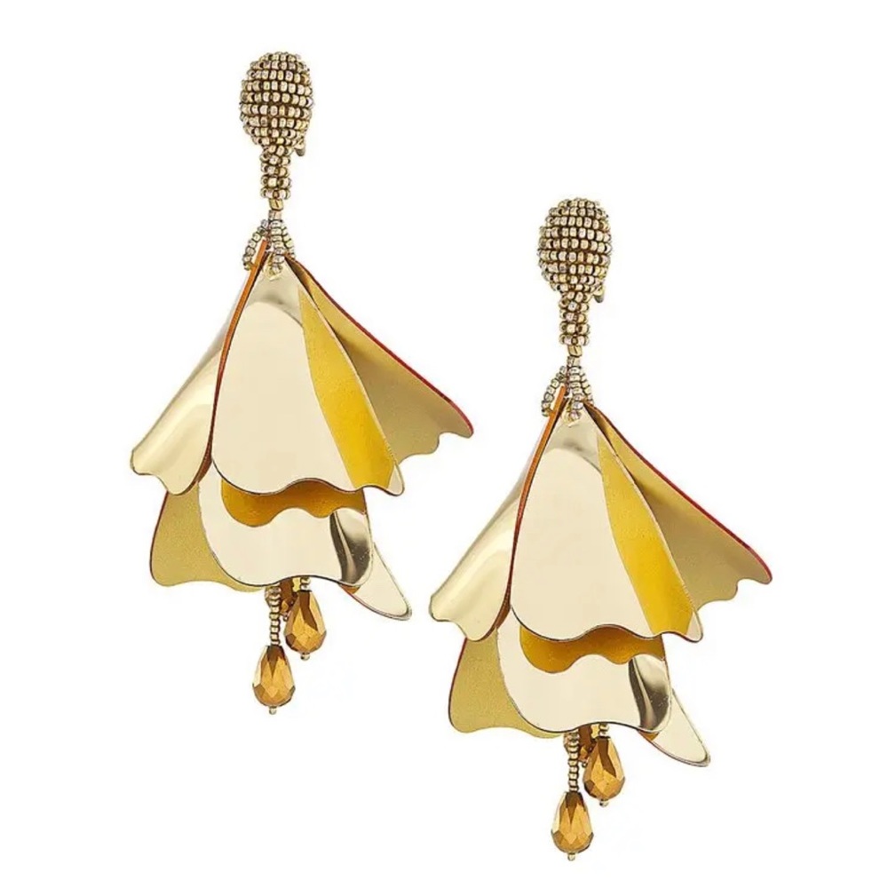Oscar de la Renta Impatiens Beaded Flower Earrings